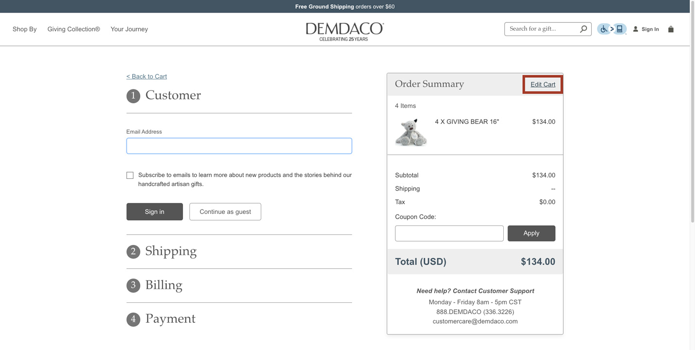 Screen Shot of Checkout
