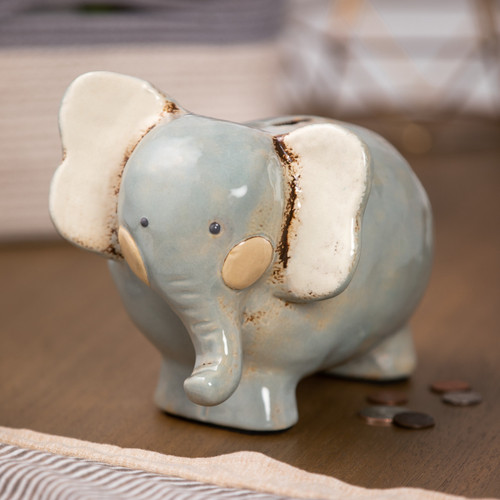 Noah's Ark by Lori Siebert Ceramic Elephant Bank 6" x 6.5" slide 